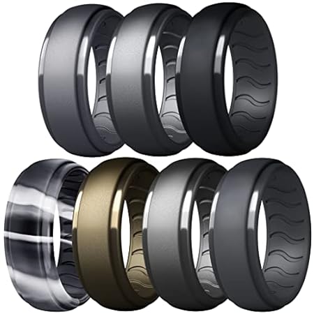 [Dookeh] シリコンリング メンズ 結婚指輪 - Z-Steel, Iron, Black, Smoke Camo, Bronze, Titanium, Dgray (サイズ 13)