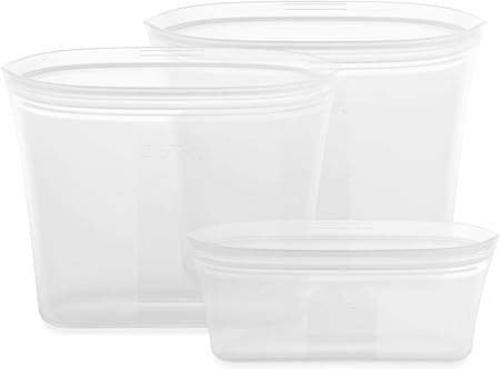 ジップトップ シリコン製 シリコンバッグ 保存容器 [日本正規品] バッグ サンドイッチ 3点 セット 電子レンジ調理 食洗機 対応 フロスト ホワイト ZipTop