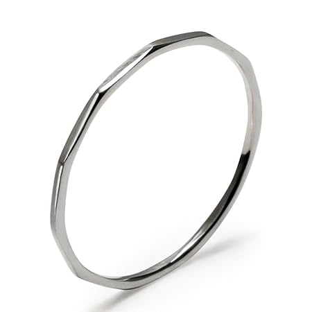 [Fine Ring] プラチナ 角ツヤ 指輪 レディース リング Pt900 華奢 シンプル ストレート 地金 極細 重ね付け プレゼント (12号)