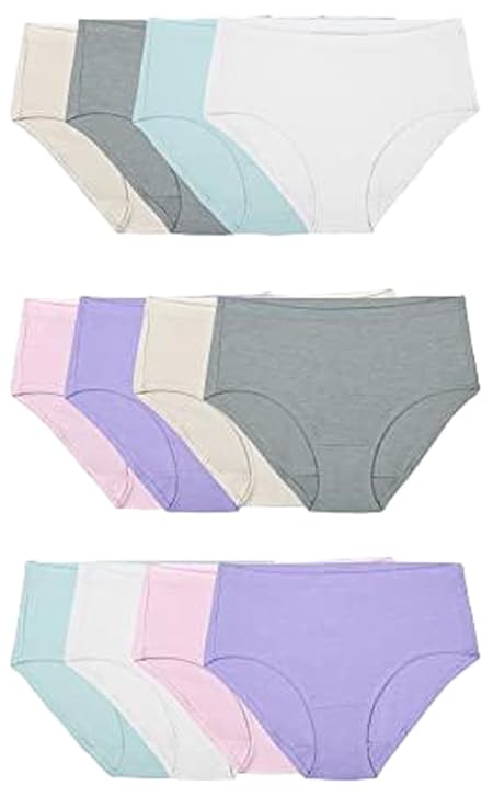 Fruit of the Loom レディース モーダル下着, ローライズブリーフ - 12枚パック - パープル/カシミア/グレー, 7