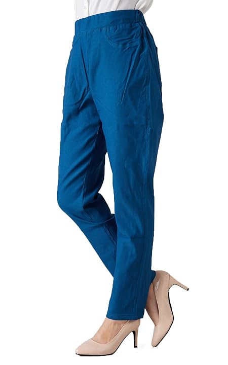 [ハッピーマリリン] パンツ レディース スキニー 黒 大きいサイズ ズボン ストレッチ ひんやり 接触冷感 生地 ウエストゴム デニム レギンス スキニーパンツ 3L 4L 5L 6L 7L 8L 【431390】 7L-8L/タグ5/ダークブルー