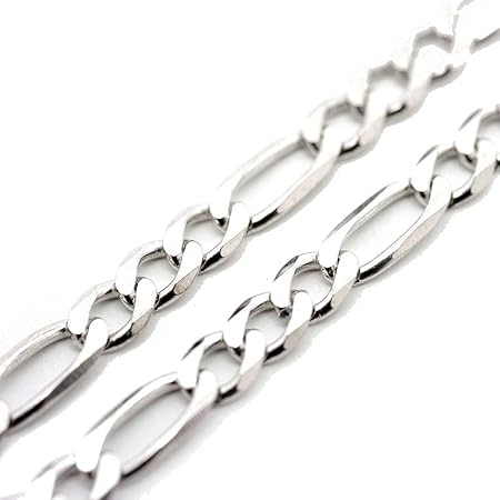 [シルバーワン] イタリア製 シルバー925 フィガロ チェーン ネックレス メンズ ra [銀色 幅4mm 厚1.5mm 長さ60cm]