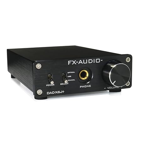 FX-AUDIO- DAC-X6J+[ブラック]高性能ヘッドフォンアンプ搭載 ハイレゾDAC 光 オプティカル 同軸 デジタル USB 最大24bit 192kHz