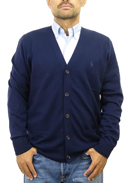 [POLO RALPH LAUREN] (ポロ ラルフローレン) メンズ メリノウール カーディガン セーター 0102701-XXL-BLUE [並行輸入品]
