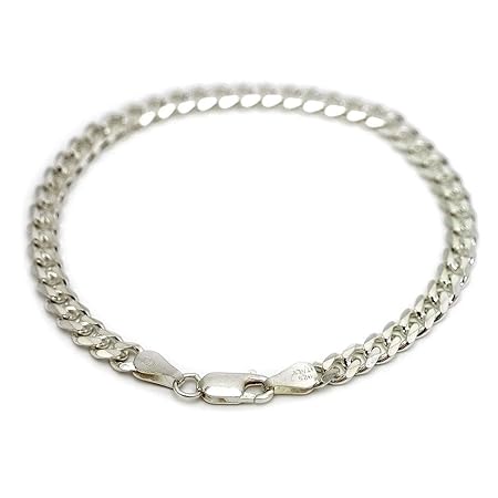 [シルバーワン] イタリア製 シルバー925 喜平ブレスレット メンズ ho [白銀色 6面カット 幅5mm 厚2mm 長20cm]