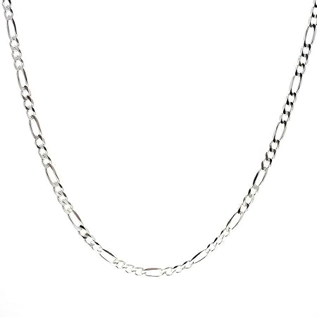 [シルバーワン] ma イタリア製 シルバー925 フィガロ チェーン ネックレス メンズ [幅3mm 厚1mm 長65cm]