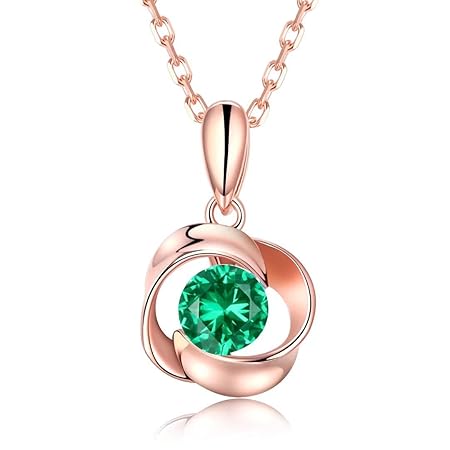 [JUDYの秘密] 誕生石ネックレス ローズモチーフ シルバー925アクセサリー K18ゴールドメッキ レディースネックレス 誕生日 ホワイトデー 母の日 記念日 クリスマスギフト（5月）