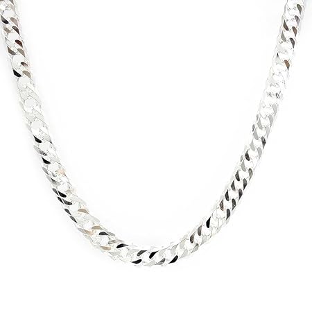 [シルバーワン] イタリア製 シルバー925 ダブル喜平ネックレス メンズ c6 [白銀色 6面ダブル 幅11mm太目 厚3.5mm 長55cm]