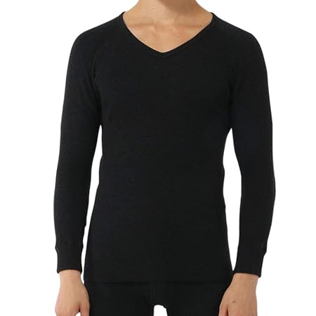 [ひだまり] [紳士用] マッキンリー 長袖V首シャツ (LL(XL), ブラック)[MCN933-BK]