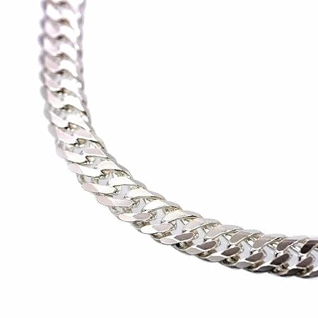 [シルバーワン] イタリア製 シルバー925 ダブル喜平ネックレス メンズ c2 [白銀色 6面ダブル 幅8mm太目 厚み2.5mm 長さ50cm]