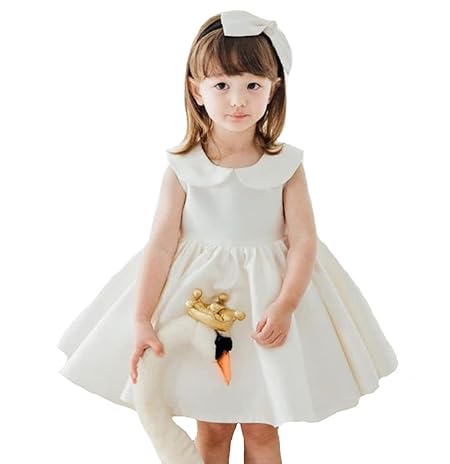 [OWIEOW] 女の子 子供 ドレス フォーマル ドレス ベビー ドレス 結婚式 セレモニードレス 女児 赤ちゃん ワンピース 出産祝い お宮参り 発表会 演奏会 七五三 お誕生日 花嫁介添人 記念写真 80-130cm(1/ホワイト 90)