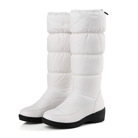 [UMIZORA] ふわふわダウン ダウンブーツ スノーブーツ 撥水加工/防寒 履き口ドローコード もこもこ裏ボア レディースブーツ 白/黒/ブルー