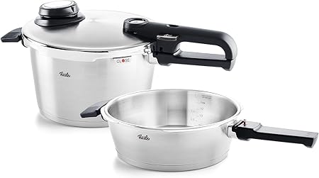 フィスラー (Fissler) 圧力鍋セット ビタビットプレミアム スキレット付き 4.5L+2.5L ガス IH 対応 3段階圧力設定 ドイツ製 622-412-11-070-A