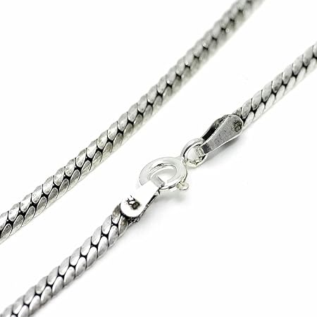 [シルバーワン] シルバー925 スエッジ喜平 ネックレス[銀色 プレス 幅2.5mm][60cm] メンズ ma (SVチェーン キヘイ 細目 フラット)