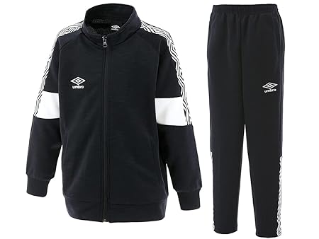 [アンブロ] ジュニア用 JR トレーニング ジャージ ジャケット・パンツ上下セット UMJQJF10/UMJQJG10 (BLKxBLK ブラック, 140)
