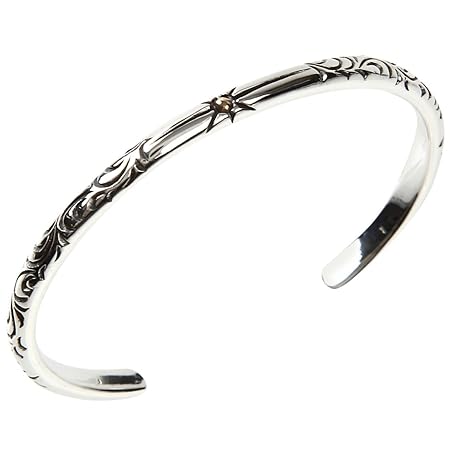 [cmy select] バングル シルバー 925 ネイティブ ブレスレット 細い 太陽 唐草模様 紳士 男性用 メンズ メーカー (01：太陽 アラベスク A)