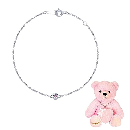 [シアーズ] ブレスレット 1粒 誕生石 テディベア アメジスト(2月) ピンククマ b6129-tdt-01-p02