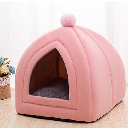 ペットハウス ドーム型 ペットベッド 犬 猫 ソファー 毛玉 ハウス ドーム 室内 かわいい S 冬 小動物 ふわふわ かわいい あったかい YI 子猫用 子犬用 小型犬用 2way ペット用 ネコハウス 犬小屋
