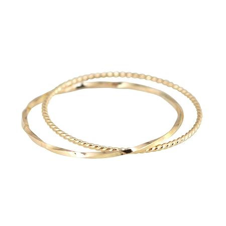 [プレシャス] イエローゴールド K18 18金 2連 リング 指輪 ピンキーリング レディース 3号 イエローゴールド