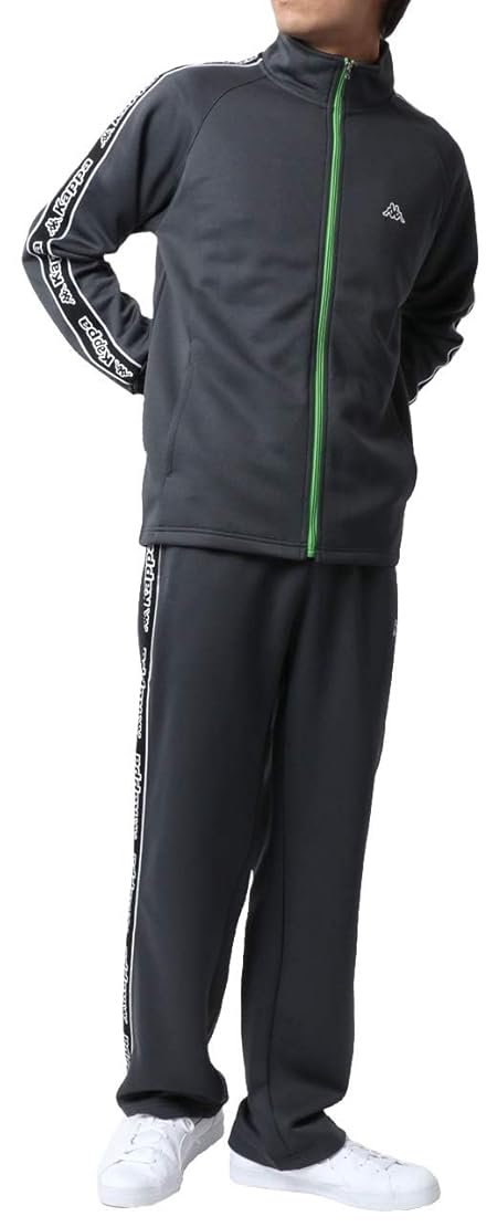 [カッパ] ランニングウェア ジャージ メンズ 父の日 トレーニングウェア 別注 M L LL 3L 4L 5L 6L ギフト 上下セット チャコール L