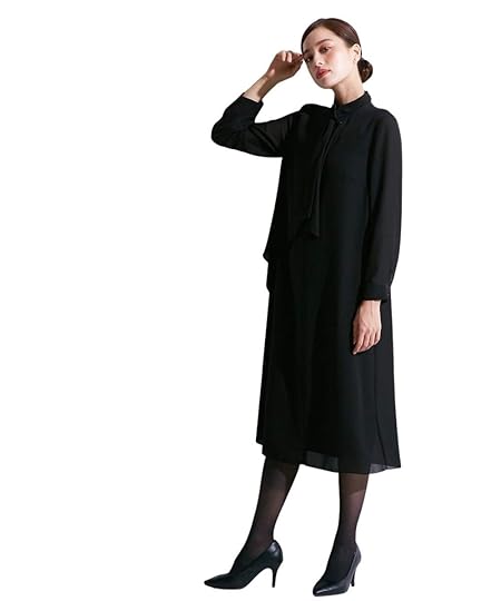 [ニッセン] 【喪服・礼服】＜Callarus＞日本製生地使用洗える防しわスタンドカラーフロントドレープデザインワンピース＜大きいサイズ有＞