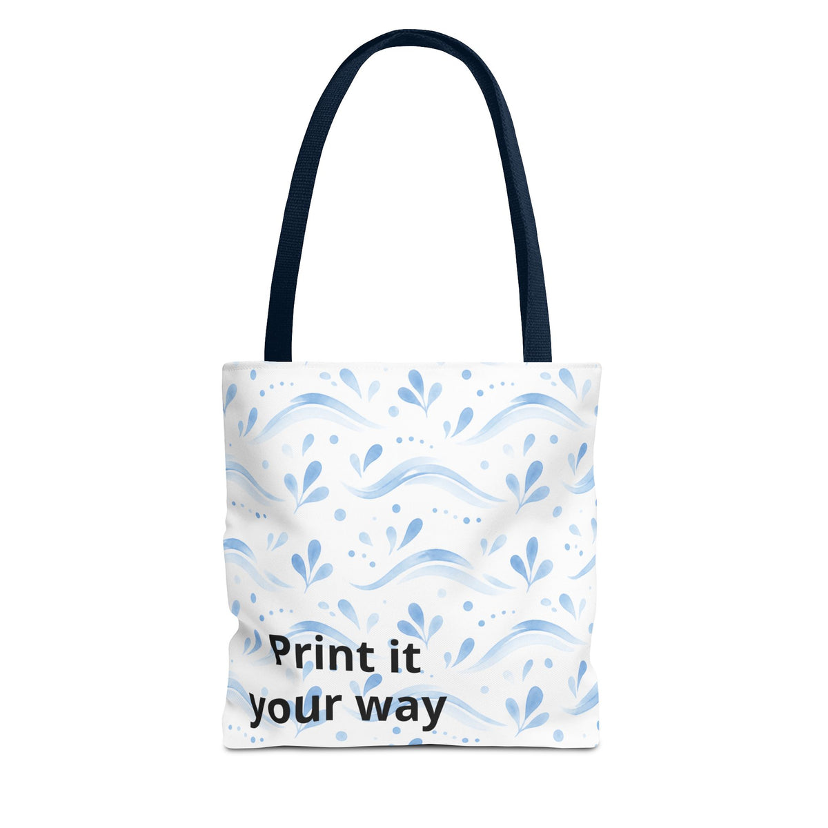 Personalized Blue Floral Print It Your Way Tote Bag