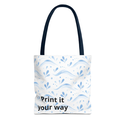 Personalized Blue Floral Print It Your Way Tote Bag