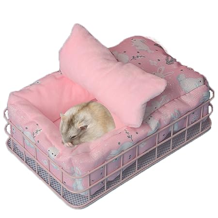Puhang ハムスターハウス 小動物用ハウス ペットベッド ハンモック モモンガ 暖かい巣 寝袋 休憩所 小屋 保温 防寒 防風 寒さ対策 冬 ウサギ チンチラ ハリネズミ フェレット インコ 鳥 ソファ クッション 柔らかい あったか ヒーター穴 遊び場 隠れ家 かわいい ふわふわ モモンガ 洗える コットン （ピンク）