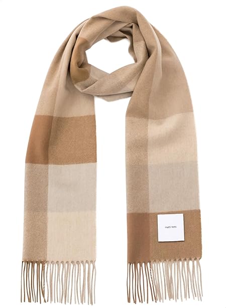 [matti totti] Milktea × Brown カシミヤ マフラー カシミア マフラー 大判 厚手 レディース チェック柄 チェック ストール 100 女性 ロング リバーシブル カシミヤマフラー カシミアマフラー ギフト プレゼント B0011B-33