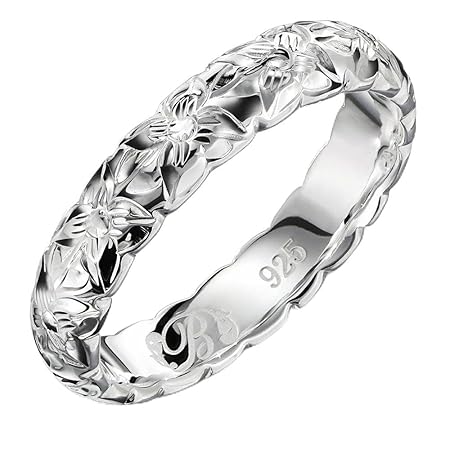 BYTHESEA ハワイアンジュエリー リング 刻印無料 誕生石入れ可(有料・別途購入) シルバー925 メンズ レディース プルメリア ピンキーリング 小指 指輪 日本サイズ4号