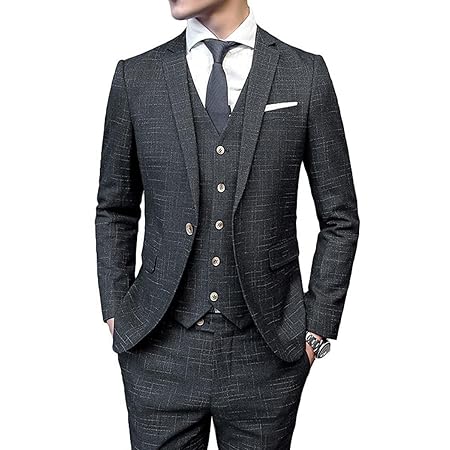 [CEEN] スリーピース メンズ 3点セット 1つボタン ジャケット スラックス ベスト オシャレ スタイリッシュ ビジネス パーティー 春秋 スーツセットアップ 入学式 卒業式 結婚式 就職用