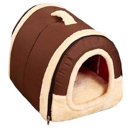 ふく福かわいいペットハウスベッド小型犬猫ペットクッションふわふわ安眠寝床ペットソファ多機能2WAY寒さ対策保温防寒暖かい休憩所冬ふかふかマットモコモコかわいい洗える（L：60X45X45CM、パターン1）