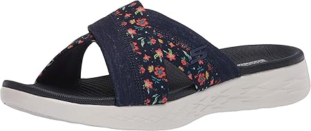 Skechers レディース On The Go 600 - ブルームズ スライドサンダル, ネイビー, 23.0 cm