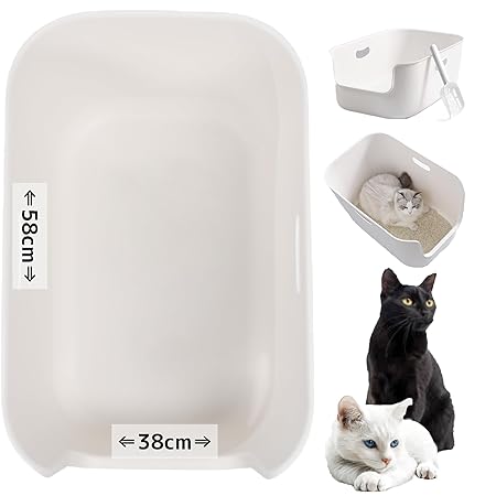 猫 トイレ 大型 白色 オシャレ かわいい シンプル (L 575×375×220ｍｍ)