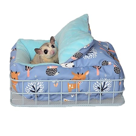 Puhang ハムスターハウス 小動物用ハウス ペットベッド ハンモック モモンガ 暖かい巣 寝袋 休憩所 小屋 保温 防寒 防風 寒さ対策 冬 ウサギ チンチラ ハリネズミ フェレット インコ 鳥 ソファ クッション 柔らかい あったか ヒーター穴 遊び場 隠れ家 かわいい ふわふわ モモンガ 洗える コットン （ブルー）