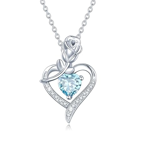 [AGVANA] ネックレス レディース トパーズ 11月 誕生石 薔薇 ローズ モチーフ ハートネックレス シルバー ジュエリー アクセサリー クリスマス 誕生日 記念日 プレゼント ラッピング用品付き