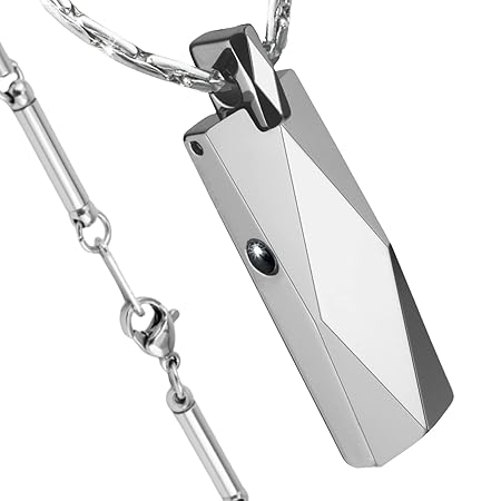 [MAYA&CANA] 磁気ネックレス メンズ 強力 人気 磁気4個 令和4年 ＜日本企画＞ タングステン ステンレス チェーン 55cm ギフトボックス付き (菱形)