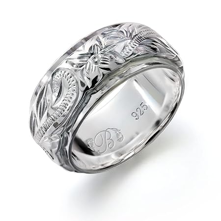 BYTHESEA ハワイアンジュエリー リング 刻印無料 誕生石入れ可(有料・別途購入) シルバー925 メンズ レディース スクロール ダブルプレート 太め 指輪 日本サイズ16号