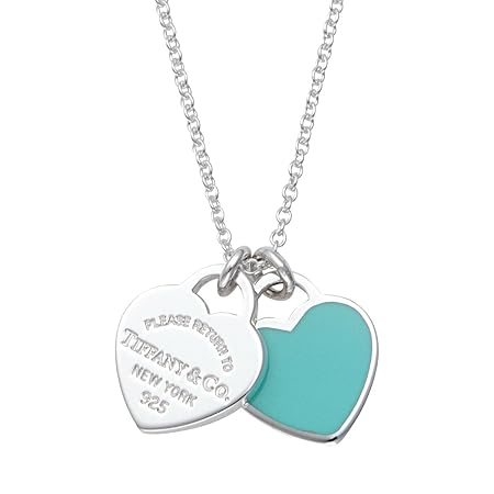 [ティファニー] TIFFANY レディース スターリング シルバー/ブルーエナメルフィニッシュ RTT ダブルハート タグ ペンダント・ネックレス 27125107 [並行輸入品]