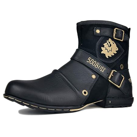 [OSSTONE]チャッカブーツ本革バイカーマウンテンバイクブーツ メンズ OZ-5008-1-N-S-BLACK8.5サイズ: Men 8.5(M) US 42EU カラー: ブラックスエード