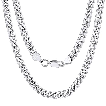[AOBOCO] イタリア製 喜平 ネックレス 太め キヘイ チェーン メンズネックレス シルバー 925 アレルギー対応 長さ45～65cm 幅4mm/6mm/8mm アクセサリー キューバンチェーン-4mm-51cm