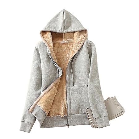 [GESCHESK] レディース アウター コート ジャケット ブルゾン パーカー 裏起毛 裏ボア ファーコート 帽子付き あったか 暖かい 防寒 長袖 厚手 無地 カジュアル 可愛い 秋 冬 通勤 通学 大きいサイズ (グレー,4xl)