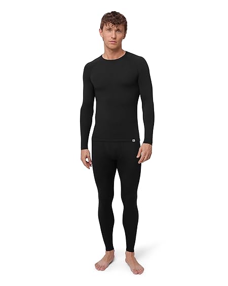 [DANISH ENDURANCE] Men's Merino Baselayer Set (LS Shirt + Tights) XL Black 1-pack