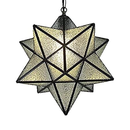 億兆堂 1灯 ペンダントライト 星 ライト チェーン 工事不要 引っ掛けシーリング式 E26口金 器具のみ LED対応 天井照明 インテリア アンティーク おしゃれ 北欧 レトロ 飾り照明 かわいい K-04902-YG 電球別売り【30cm クリスタル 黒枠】