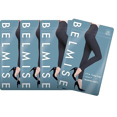 [Belmise] ベルミス 着圧レギンス 黒 夏用 レディース 強着圧 美脚 スリム 通気性 UVカット ファッション 着圧線なし Color+ (JP, アルファベット, LL, 4, マリン ネイビー)