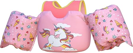 米国沿岸警備隊(USCG)認証 浮き輪 子供用ライフジャケット幼児 キッズスイムベスト アームリング 子供 腕 赤ちゃん 2～7歳 ベビー 水泳練習 水遊び 海水浴 便利 軽量(ユニコーン)