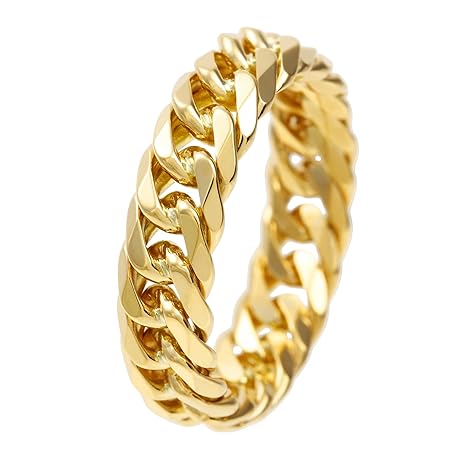 [FAIRY CULLET] [フェアリーカレット] 18金リング K18 6面W喜平リング 太め 日本製 (19号、内径19mm、外径23.5mm) ゴールド