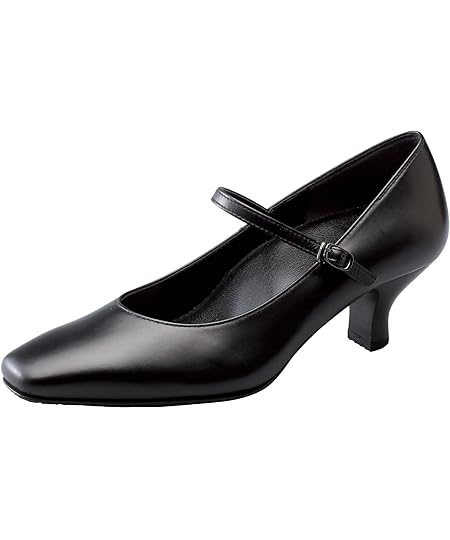 [サクセスウォーク] ワコールパンプス 5cmヒール 歩きやすい 疲れにくい 牛革 就活 スクエアトゥ 黒 WFN051 レディース ブラック 21.5 cm 2E
