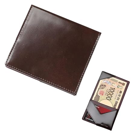 [アブラサス] 薄いマネークリップ レザー 薄型 日本製 チョコ