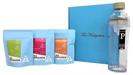 TEA NAVIGATION 紅茶ギフトセット 水出し アイスティー [HARIO(ハリオ)] ギフト包装済 フィルターインボトル ポータブル スモーキーグリーン 400mlセット 3種 ピーチアップル マスカット アプリコット 各5包×3袋入 ホワイトデー 母の日